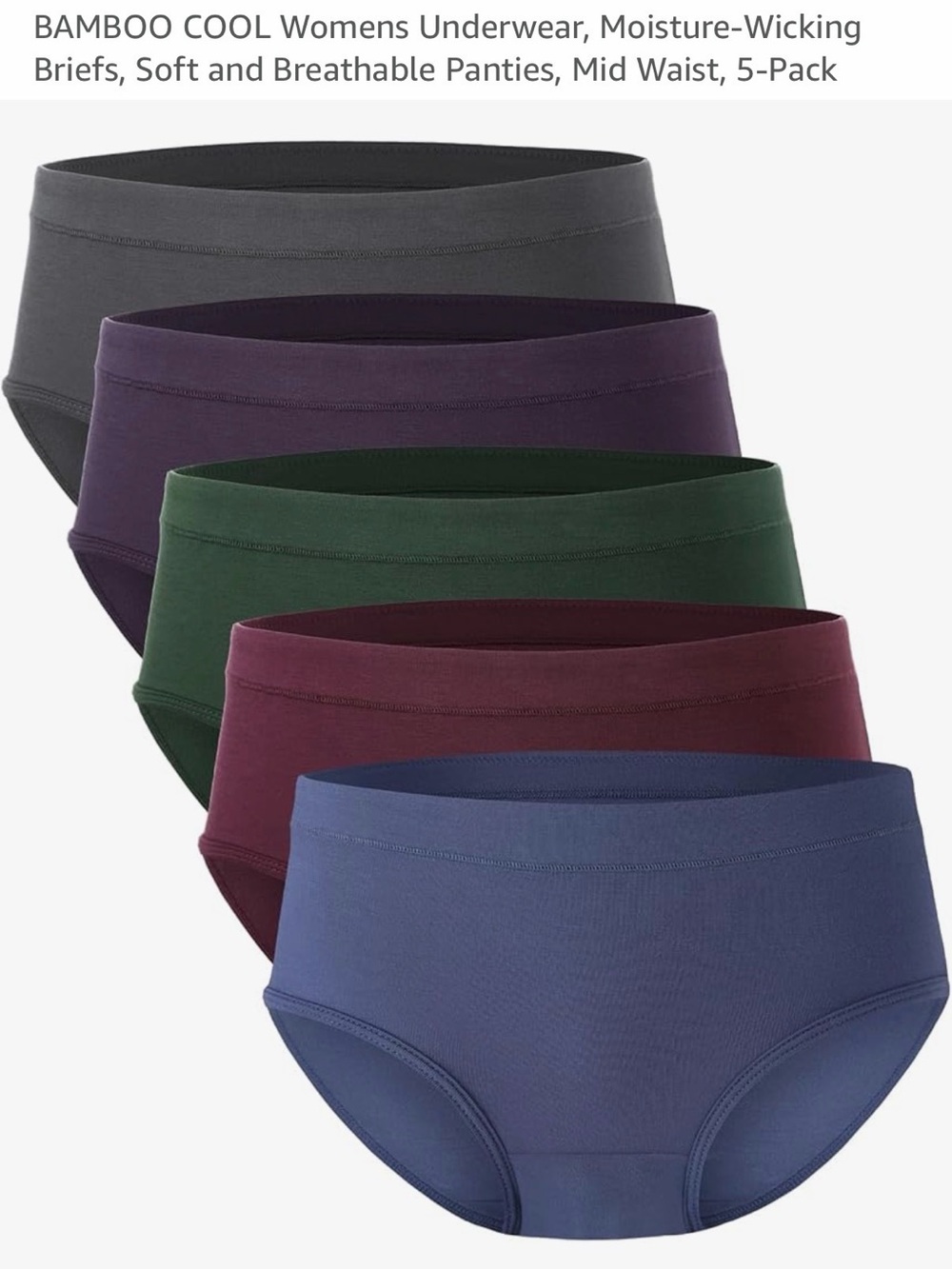 AMBOO COOL Womens Underwear, Moisture-Wicking. Soft, Breathable - pack